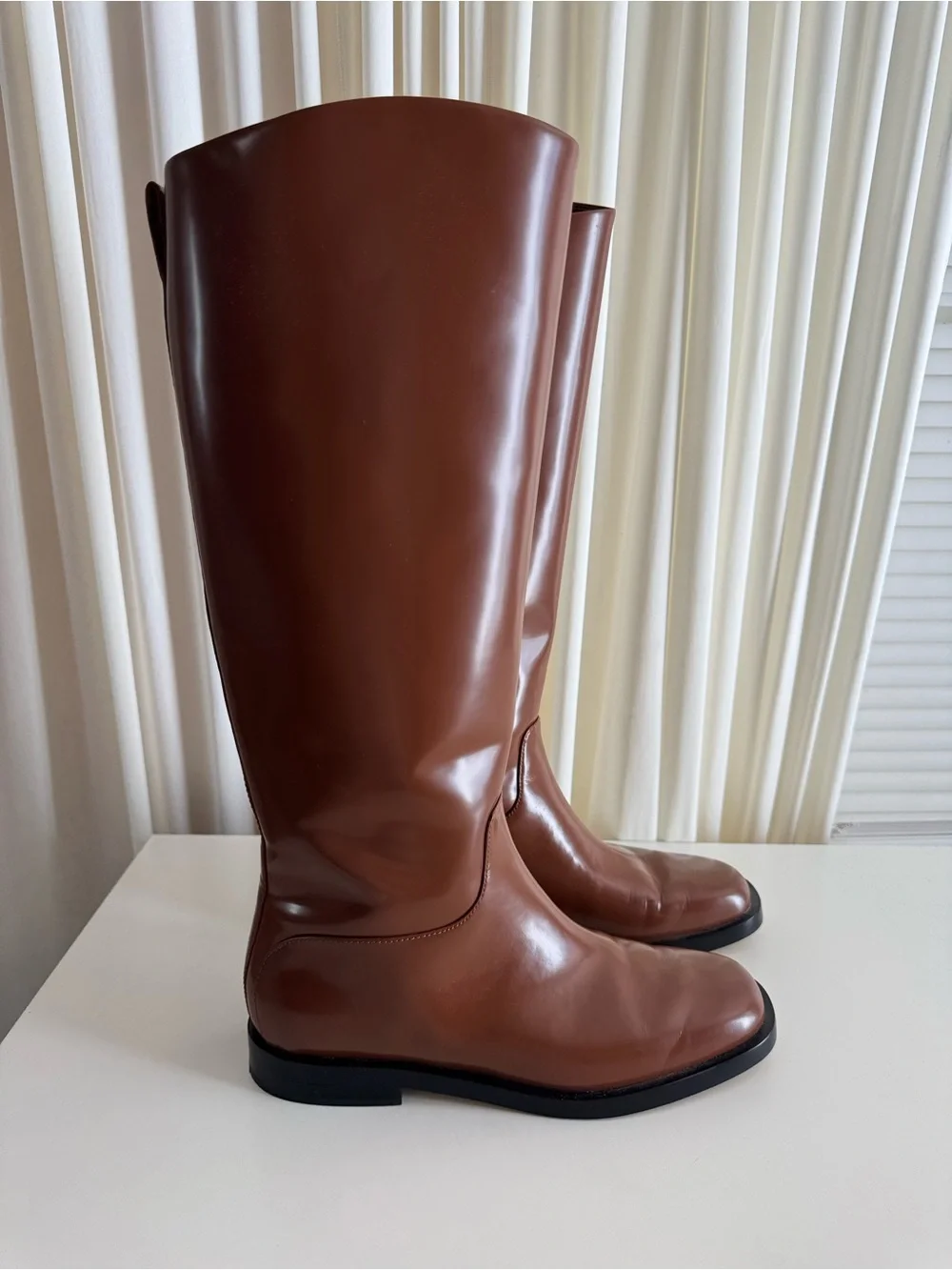Everlane The Riding Boot Brown Leather Knee-High Cognac Carmel Rum Size 10 Fall